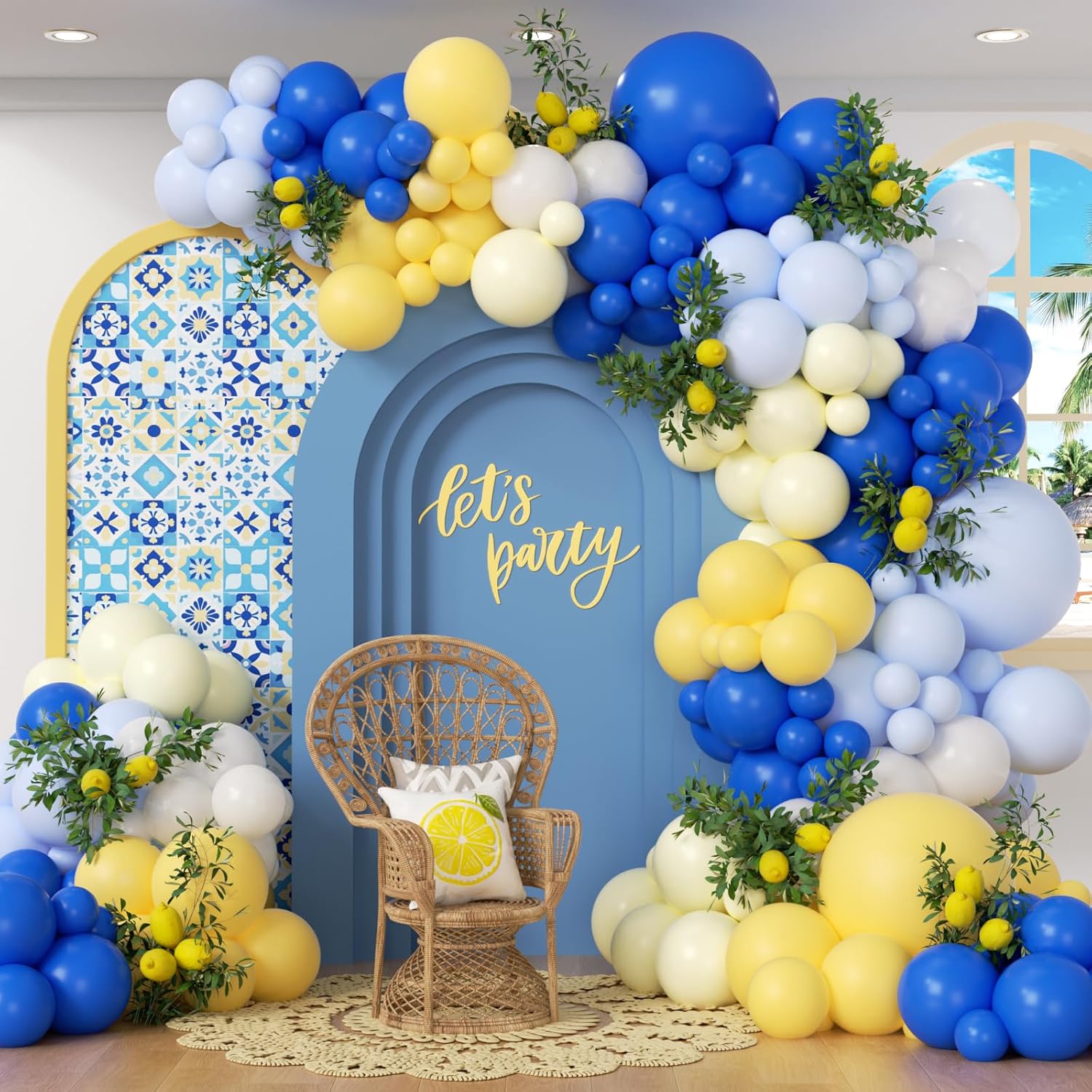 Balloon Arch Kit - 116Pcs Blue and Yellow Balloon Arch