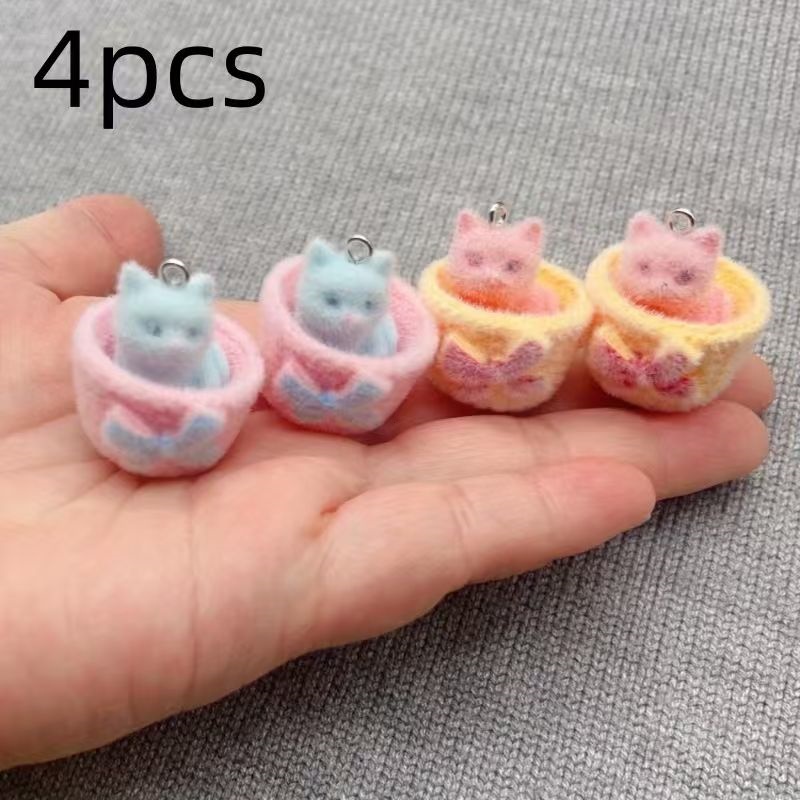 4pcs 3D plush resin cat pendan - огляд і ціна Event Party