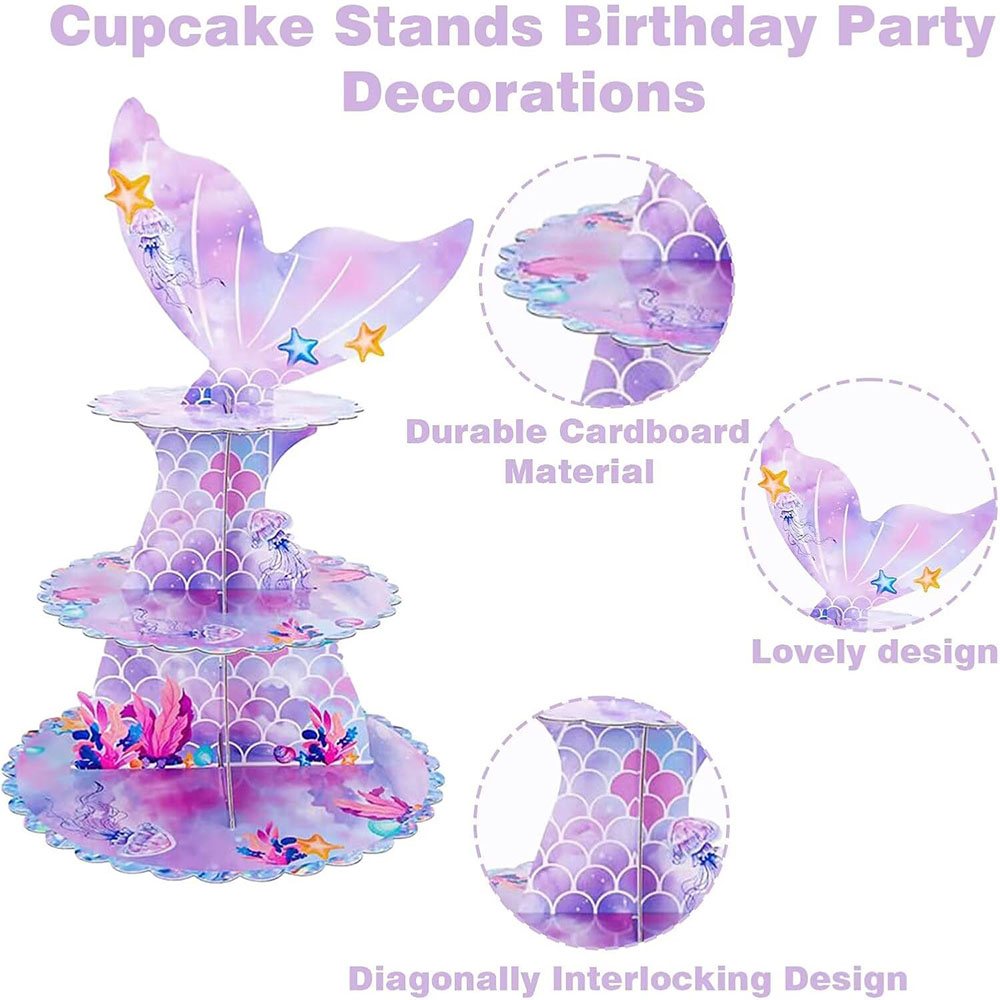 Pink Mermaid 3-Tier Cupcake St - огляд і ціна Cupcake Stand Tier
