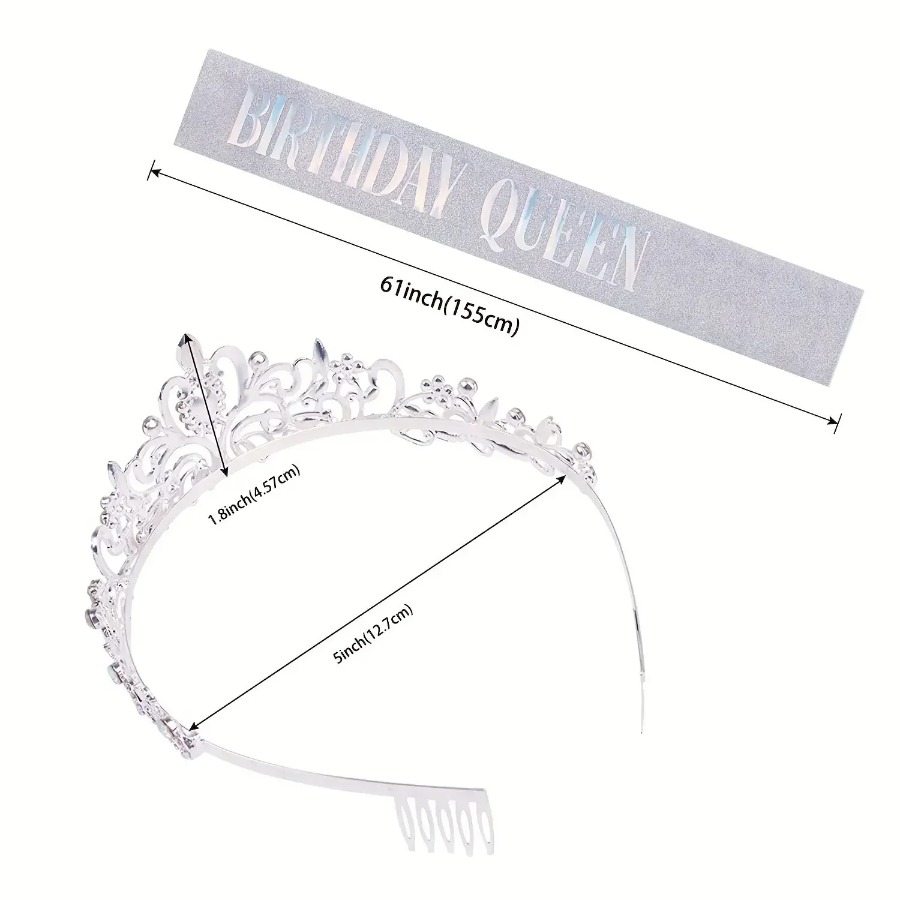 2pcs/Set Bling Rhinestone Crys - огляд і ціна Birthday Sash Glitter