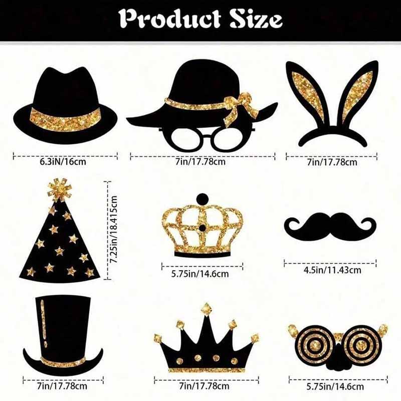 23Pcs Black Golden Paper Party - огляд і ціна Photo Booth Frame