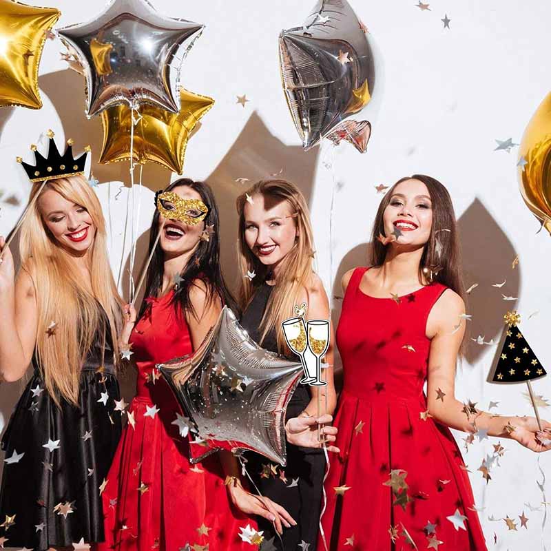 23Pcs Black Golden Paper Party - огляд і ціна Photo Booth Frame