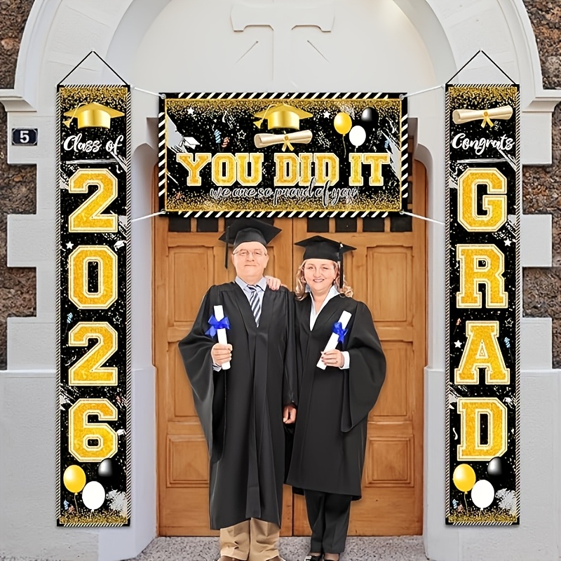 2D 3Pcs 2026 Graduation Banner - огляд і ціна Party Banner Gold