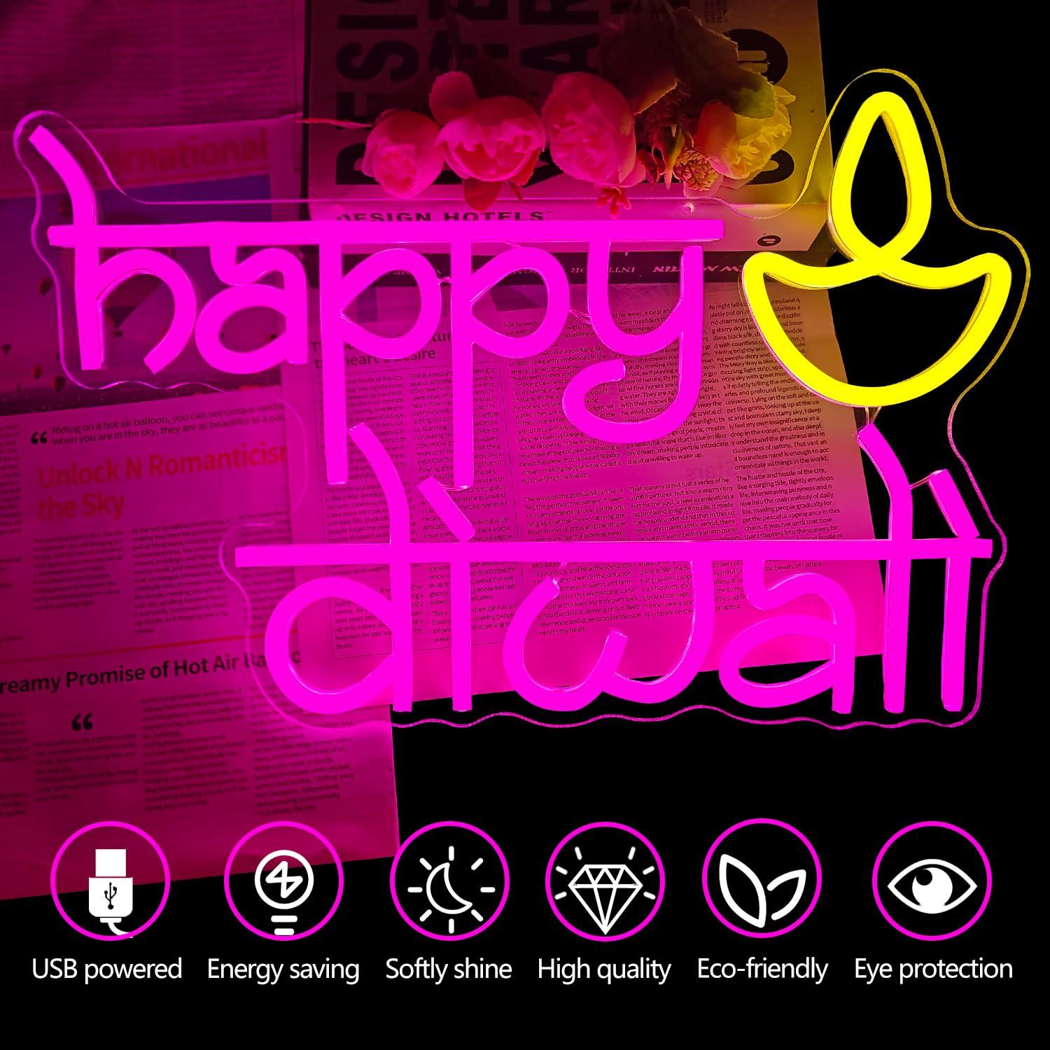 Happy Diwali Neon Sign USB Pow - огляд і ціна Neon Sign Party