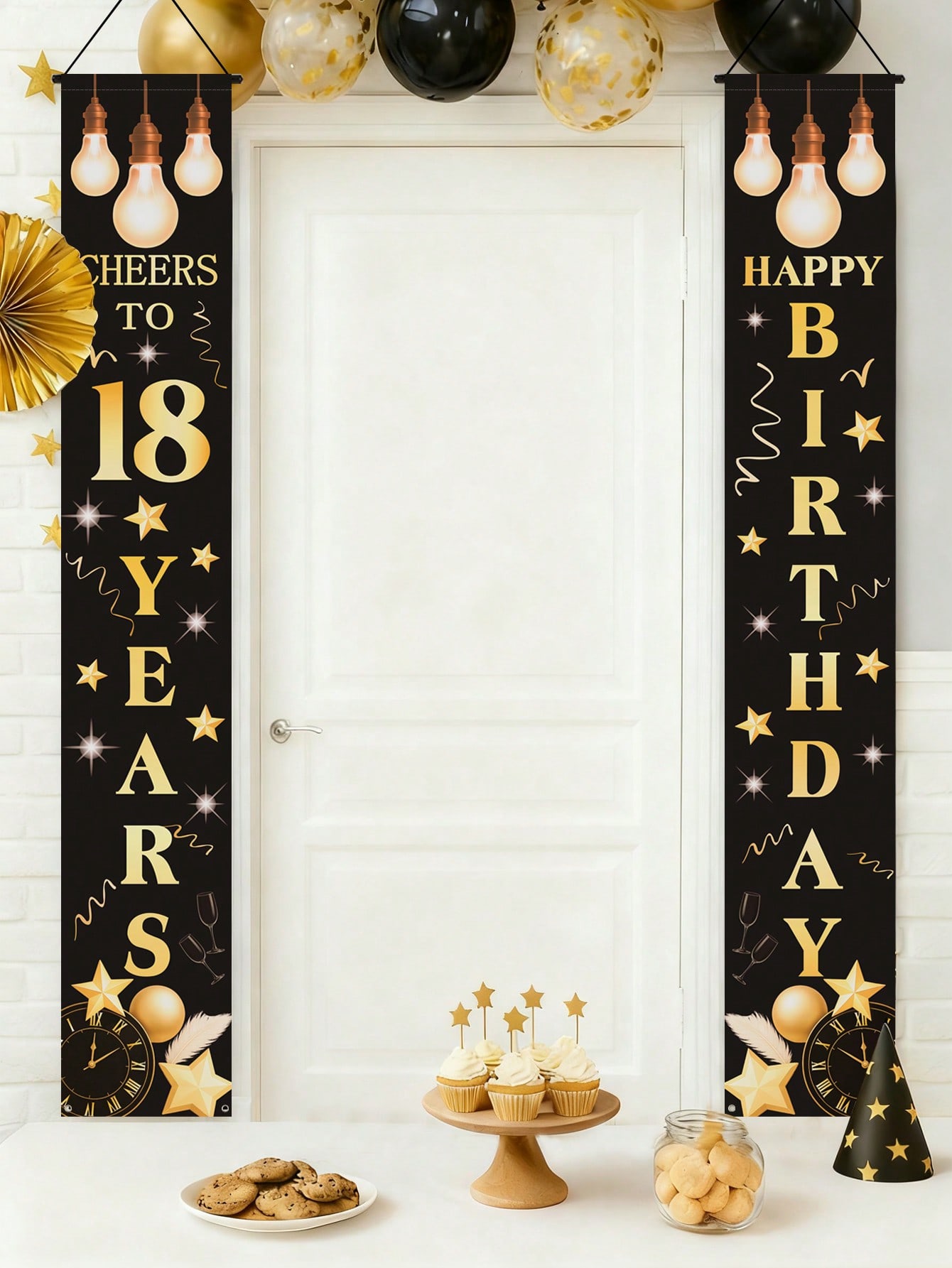 1 Pair of 18Th Birthday Celebr - огляд і ціна Party Banner Gold
