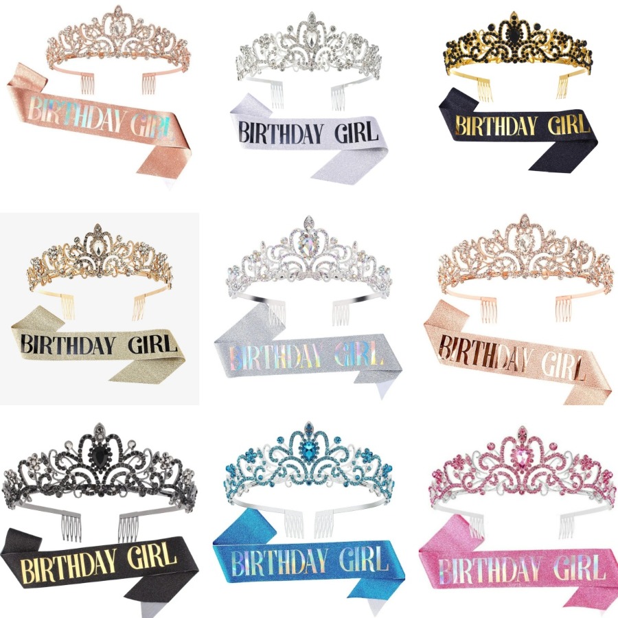 2Pcs Set Rhinestone Crystal Cr - огляд і ціна Birthday Sash Glitter