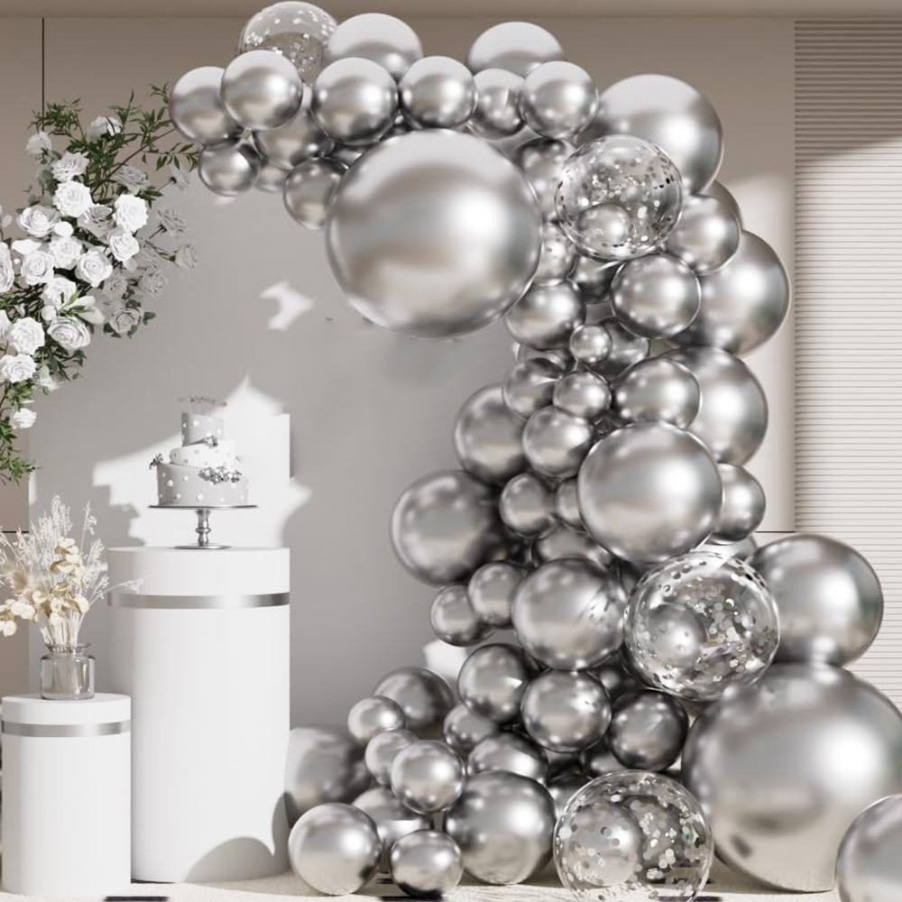 68Pcs Metallic Silver Balloons - огляд і ціна Balloon Arch Kit