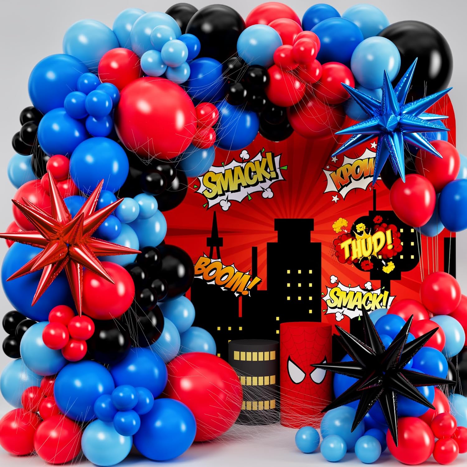 Black Red Blue Latex Balloons  - огляд і ціна Balloon Arch Kit
