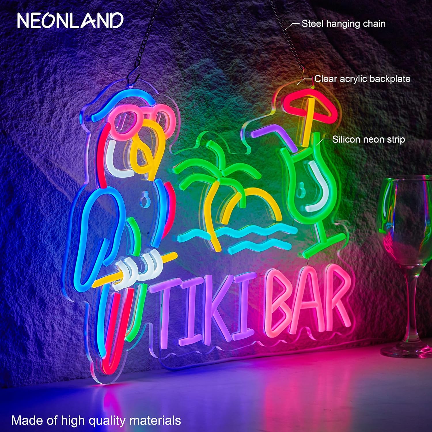 Tiki Bar Parrot Palm Tree Neon - огляд і ціна Neon Sign Party