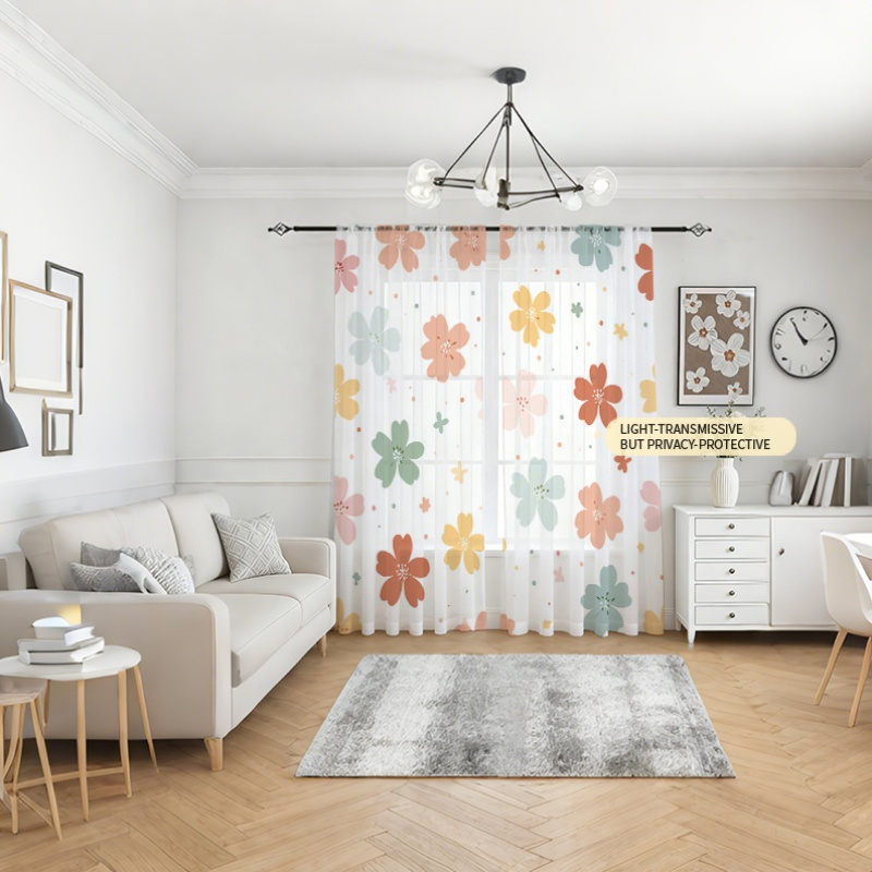 2PCS Digital Printing Sheer Cu - огляд і ціна Flower Wall Panel