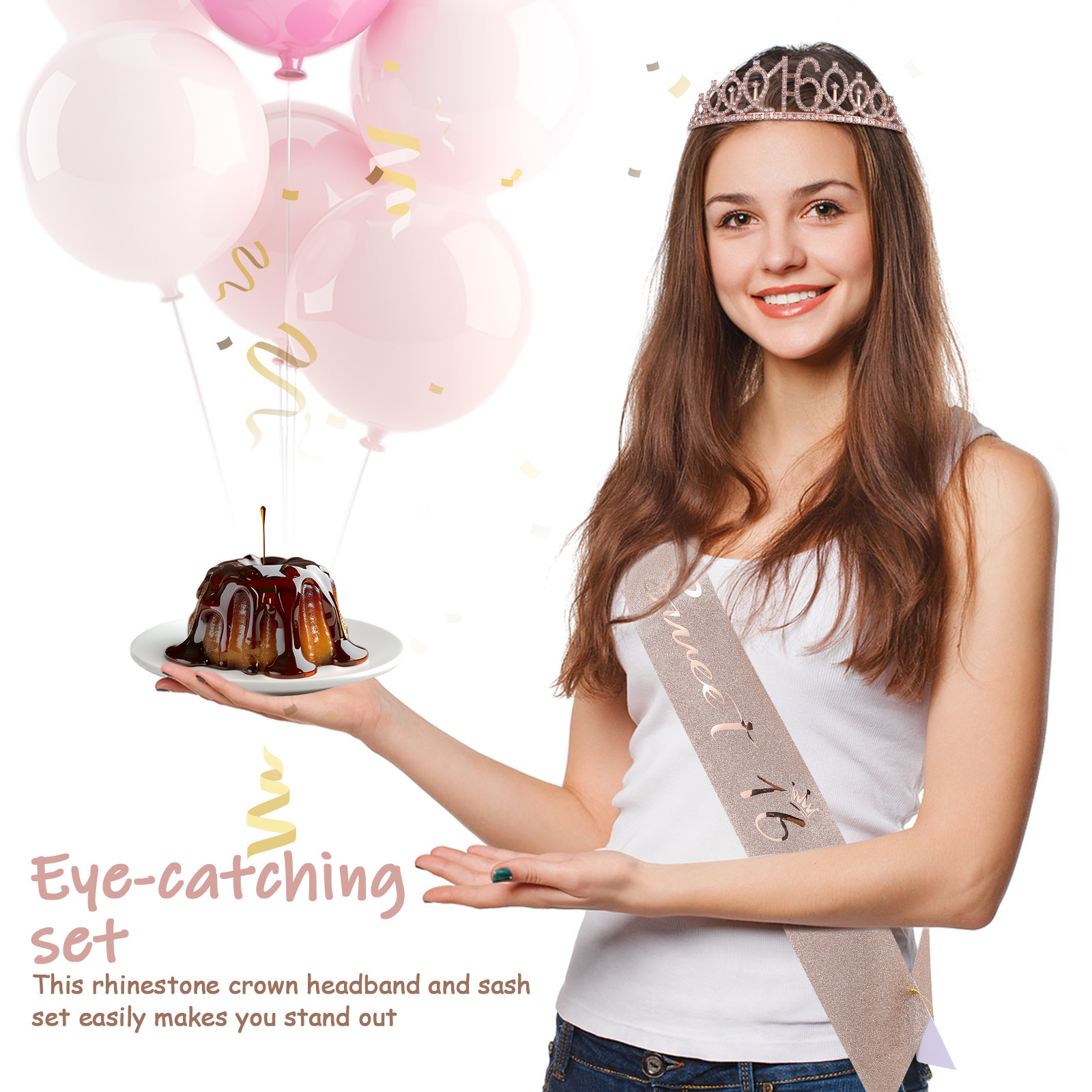 1Set Glittering Birthday Tiara - огляд і ціна Birthday Sash Glitter